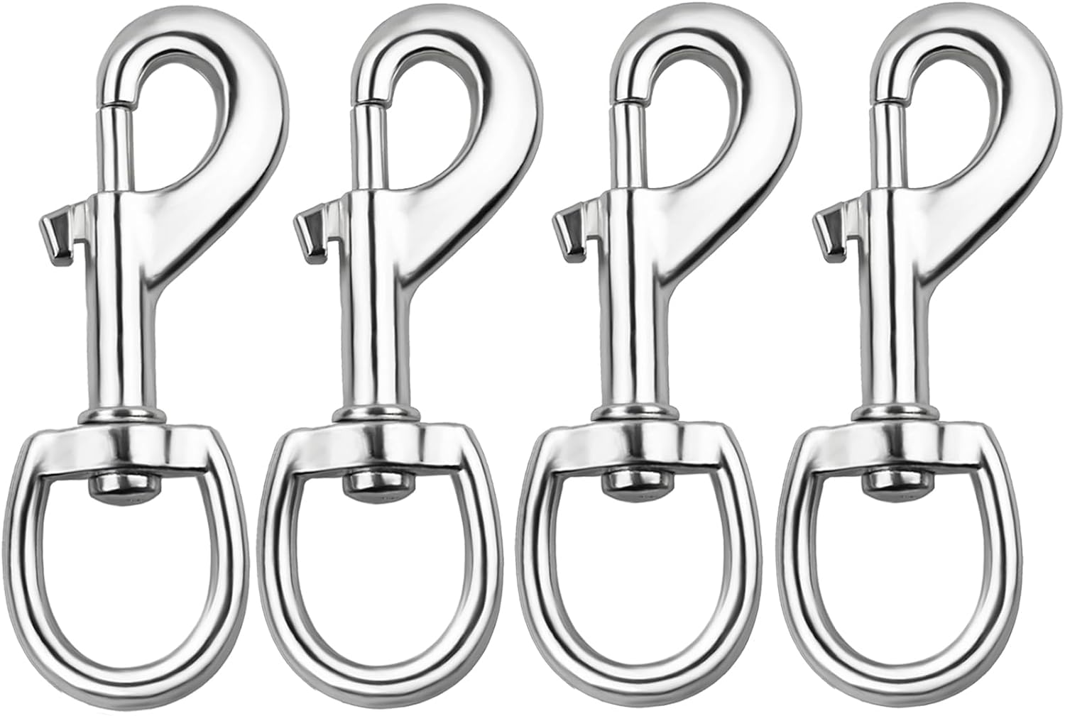 Huouo 4 Pcs 3.5" Flag Swivel Snap Hooks Flagpole Accessories - Heavy Duty Eye Bolt Clips for Pet Leash, Key Chain or Clothlines Tarp - Nickel Plated