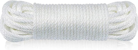 Huouo 1/4" Flagpole Rope - Solid Braid Polyester Flag Halyard Line Designed for Flag Pole (50 Feet)