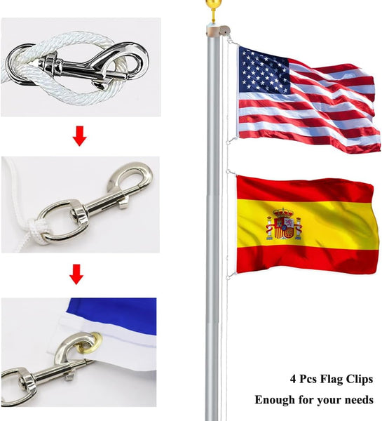 Huouo 4 Pcs 3.5" Flag Swivel Snap Hooks Flagpole Accessories - Heavy Duty Eye Bolt Clips for Pet Leash, Key Chain or Clothlines Tarp - Nickel Plated