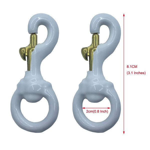 Huouo Flagpole Repair Kit - 50 FT X 1/4" Flagpole Polyester Halyard Rope + 2 PCS 3 Inch Deluxe White Rubber Coated Brass Swivel Snap Hooks