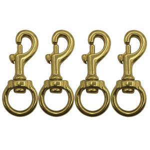 Huouo 4 PCS 3" Brass Flagpole Snap Swivel Clips Bronze Flag Pole Hooks Hardware with Eyelet - Attach Flag to Flagpole with Halyard Rope