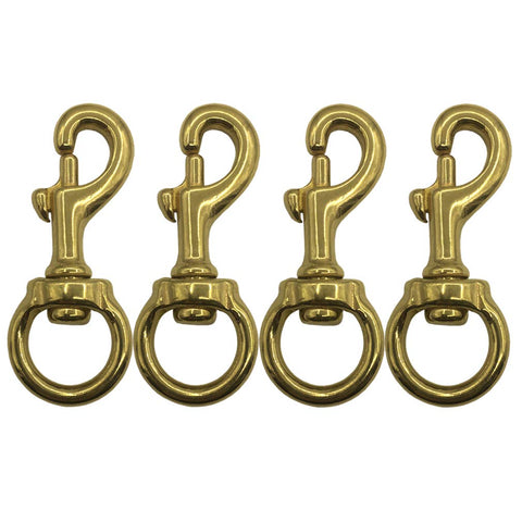 Huouo 4 PCS 3" Brass Flagpole Snap Swivel Clips Bronze Flag Pole Hooks Hardware with Eyelet - Attach Flag to Flagpole with Halyard Rope