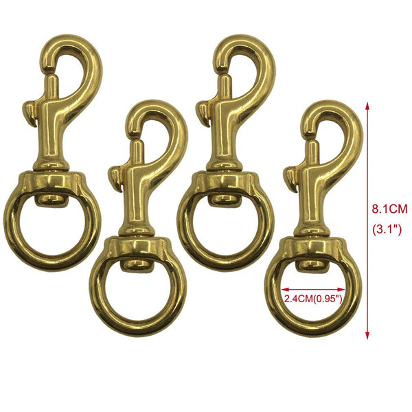 Huouo 4 PCS 3" Brass Flagpole Snap Swivel Clips Bronze Flag Pole Hooks Hardware with Eyelet - Attach Flag to Flagpole with Halyard Rope